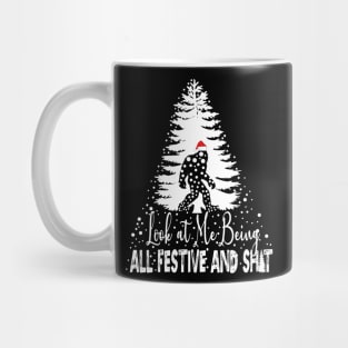 Funny Christmas Festive Vintage Sarcastic Bigfoot Xmas Tree Mug